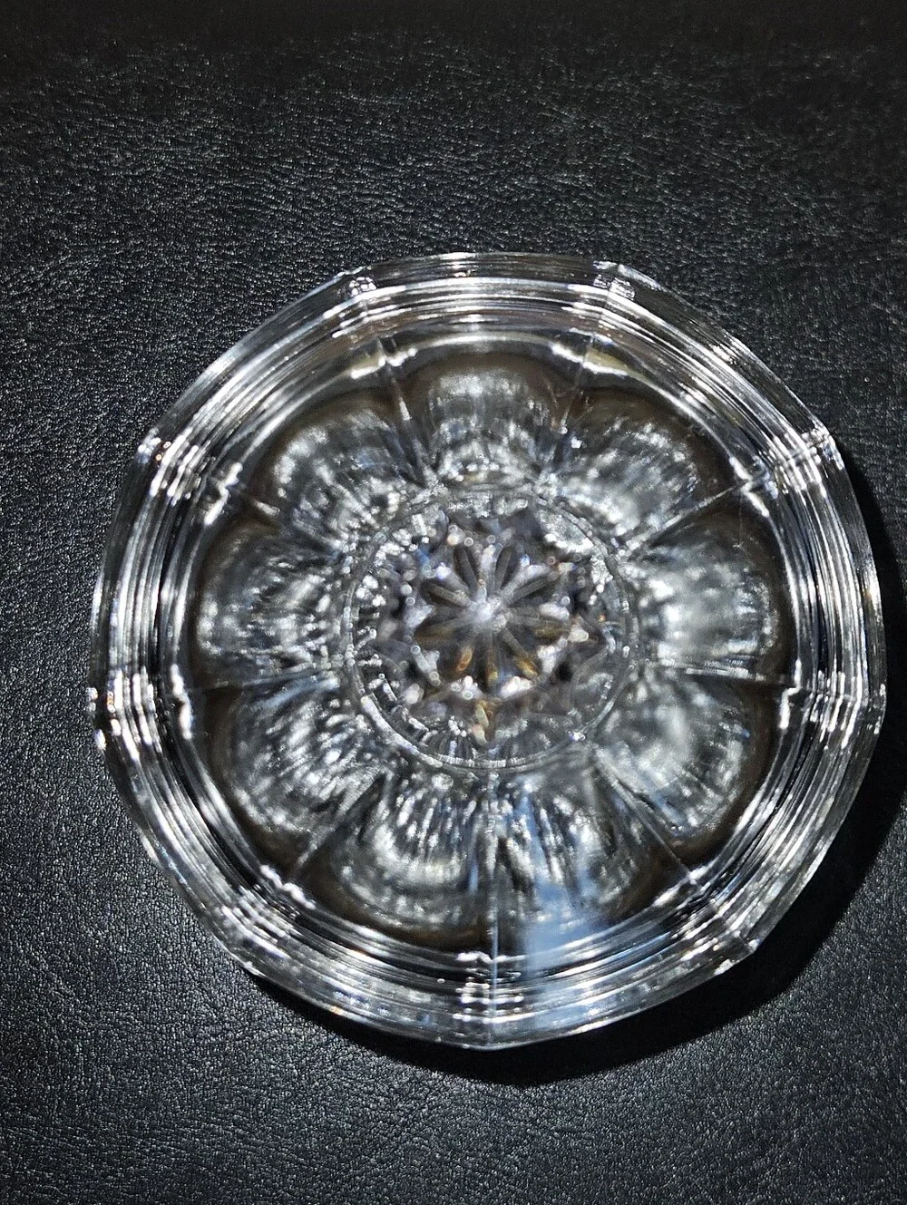 Vintage Duncan Miller Decorative Glass Candy Jar with Gold Tone Floral Band